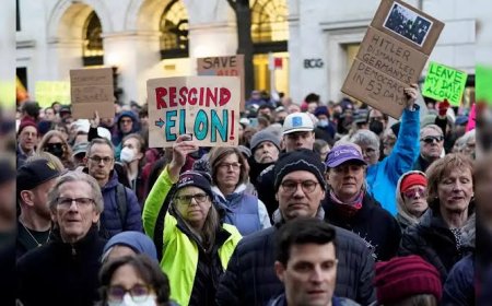 Protesters in cities across the US rally against Trump’s policies, Project 2025 and Elon Musk