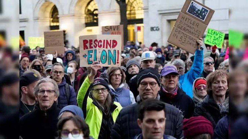 Protesters in cities across the US rally against Trump’s policies, Project 2025 and Elon Musk