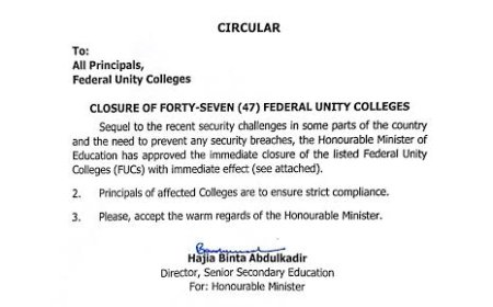 FG Closes 47 Unity Schools After Kebbi, Niger abductions 