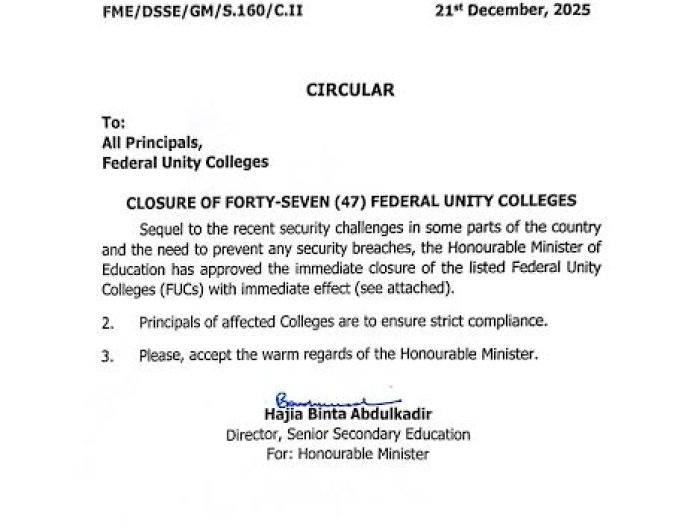 FG Closes 47 Unity Schools After Kebbi, Niger abductions 