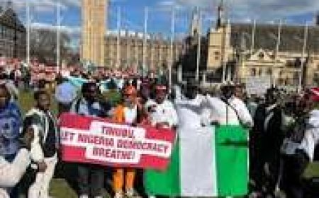 Nigerians Protest At UK Parliament, Call For INEC Chairman's Sack