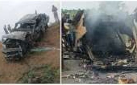 Soldier, 4 NYSC Members, Another Burnt To Death As Bus Collides With Military Gun Truck